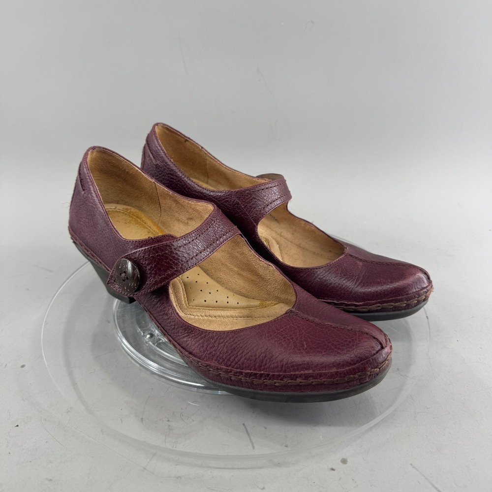 Naturalizer Womens Digby Leather Mary Jane Block Heel Pumps Burgundy Size 9W